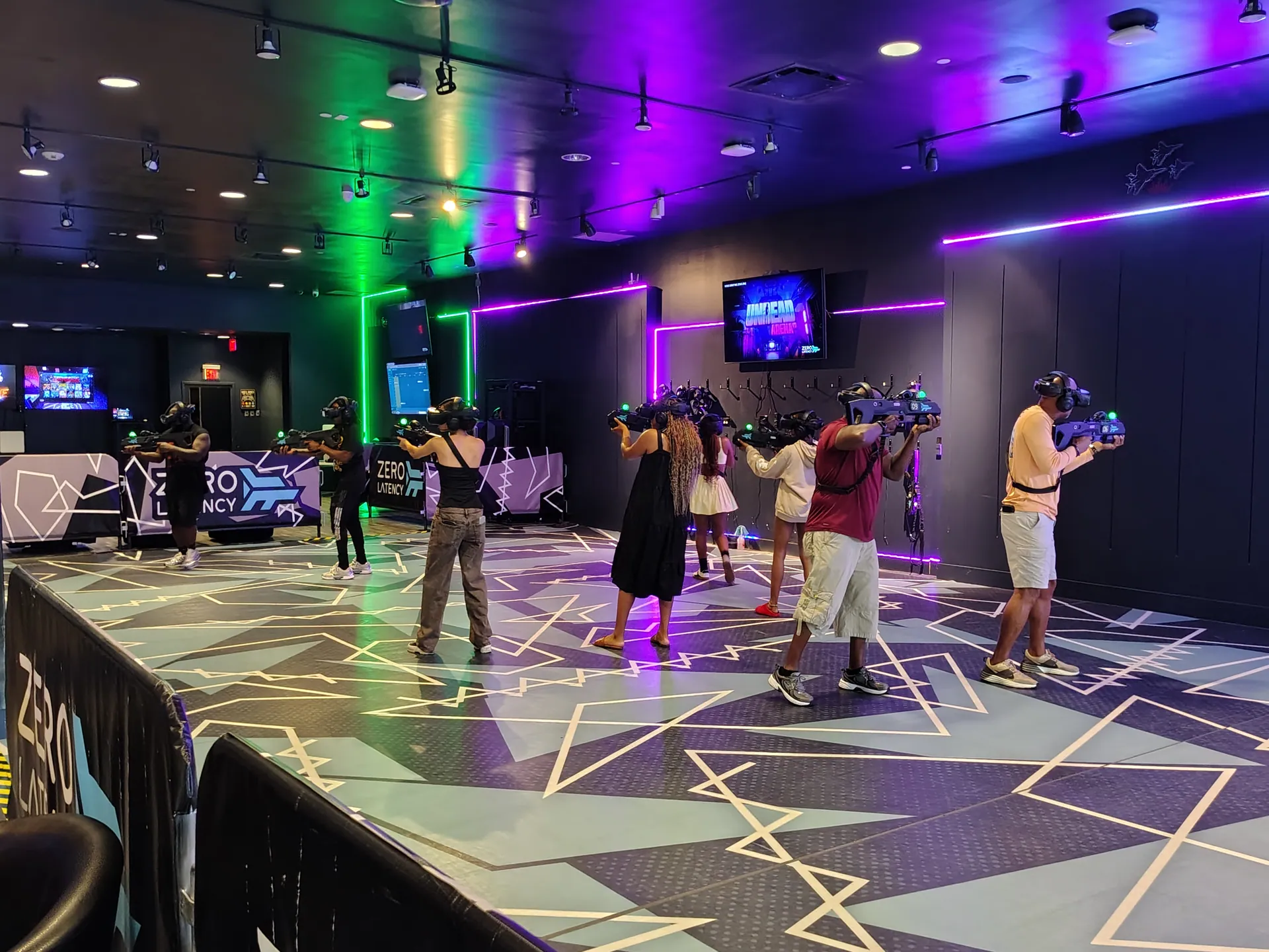 Players in the free-roam VR arena